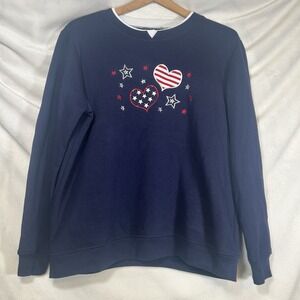 VTG Comfort Corner‎ Crewneck Sweater Red White Blue Large Patriotic USA Stars